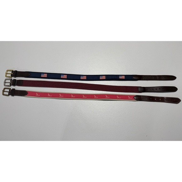 Vineyard Vines Other - Vineyard Vines Men’s Belts - Navy, Maroon, Pink with Brown Leather Trim